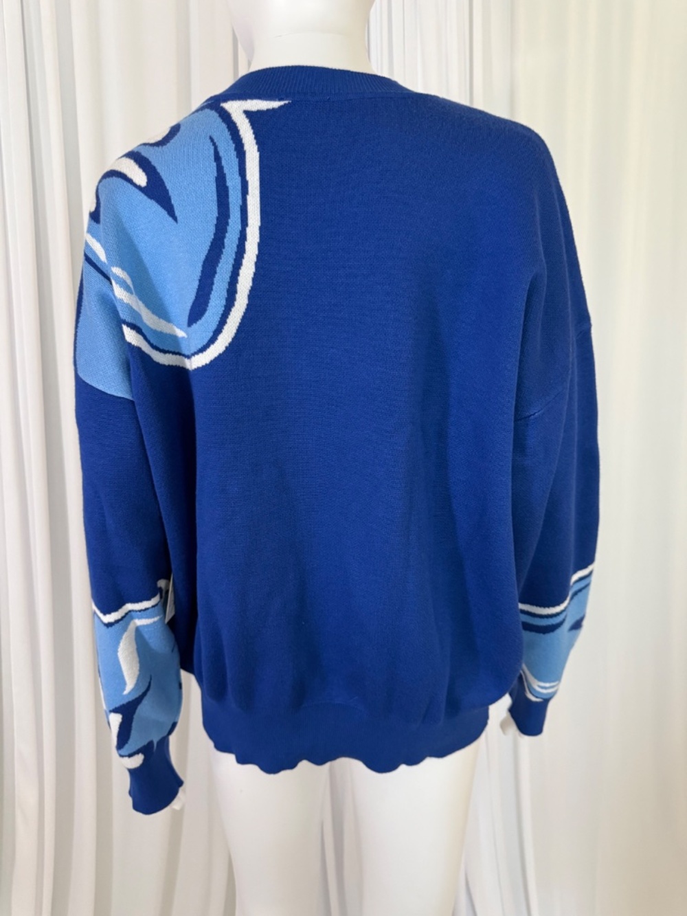 Jaclyn Smith Blue Floral Jacquard Knit Pullover Sweater Size XL NWT - Picture 5 of 16